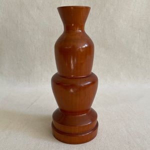 Vintage Carved and Finished Wood Candlestick Holder